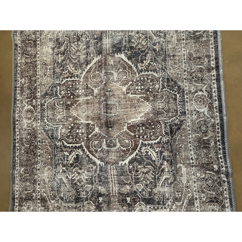 Machine Washable Rug 3'X5' Adiva Larissa  LRS43  Vizion Brown Blue-Gray White
